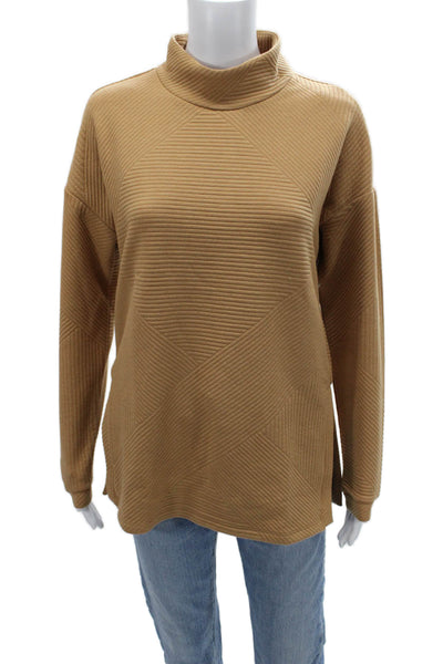 Tribal Unisex Striped Mock Neck Pullover Sweater Tan Long Sleeve Size XL