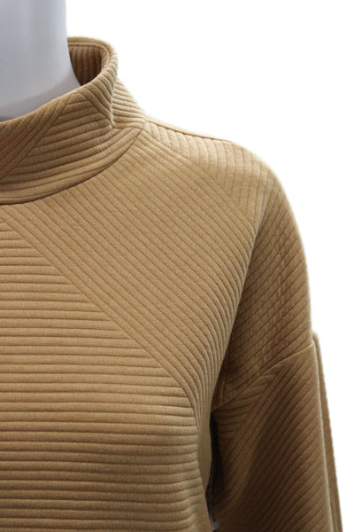 Tribal Unisex Striped Mock Neck Pullover Sweater Tan Long Sleeve Size XL