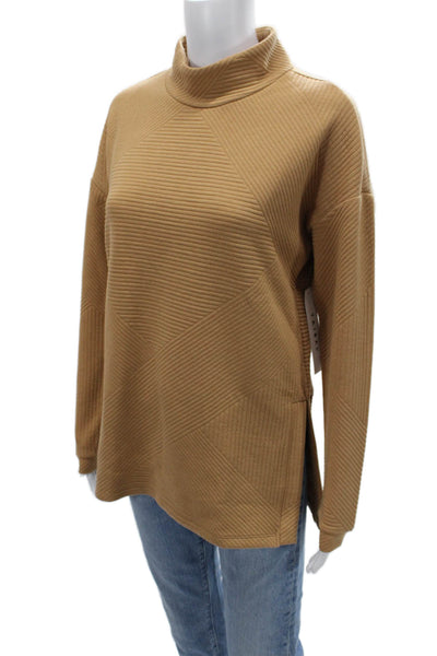 Tribal Unisex Striped Mock Neck Pullover Sweater Tan Long Sleeve Size XL