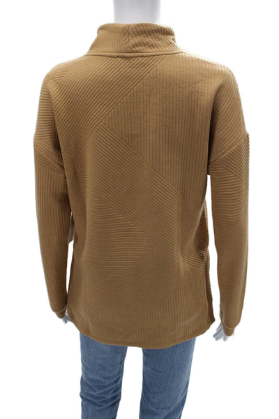 Tribal Unisex Striped Mock Neck Pullover Sweater Tan Long Sleeve Size XL
