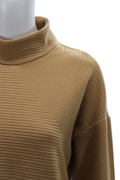 Tribal Unisex Pullover Sweater Mock Neck Geometric Tan Long Sleeve Size M