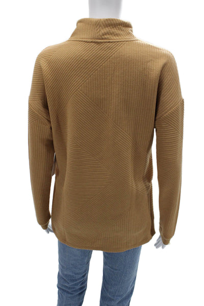 Tribal Unisex Pullover Sweater Mock Neck Geometric Tan Long Sleeve Size M