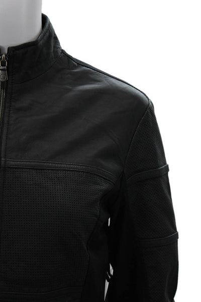 Anatomie Womens Biker Motorcycle Jacket Black Lambskin Zip High Neck Size XS