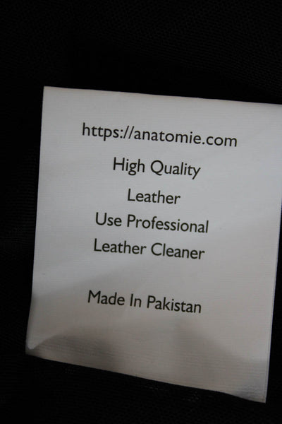 Anatomie Womens Biker Motorcycle Jacket Black Lambskin Zip High Neck Size XS