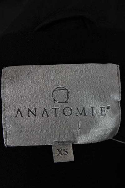 Anatomie Womens Biker Motorcycle Jacket Black Lambskin Zip High Neck Size XS