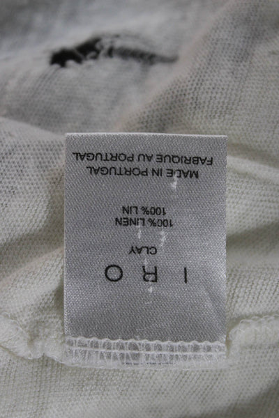 IRO Women Basic White Linen T-Shirt Short Sleeve Round Neck Grunge Size 40