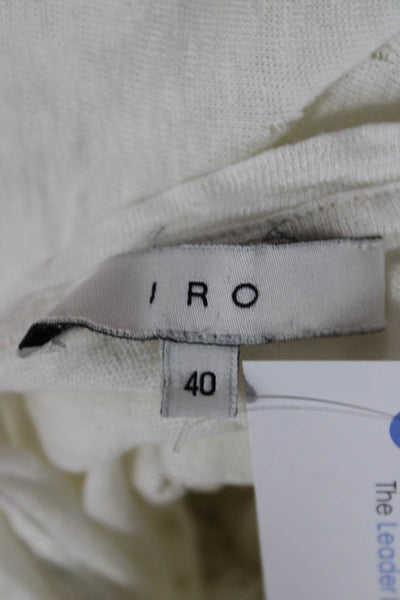 IRO Women Basic White Linen T-Shirt Short Sleeve Round Neck Grunge Size 40