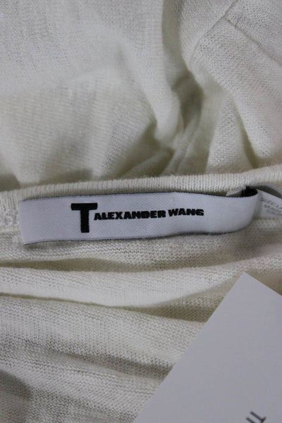 T Alexander Wang Womens T-Shirt White Linen Silk Round Neck Short Sleeve Size L