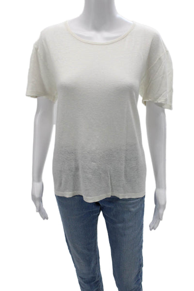 T Alexander Wang Womens Basic White Silk Short Sleeve T-Shirt Size L