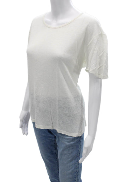 T Alexander Wang Womens Basic White Silk Short Sleeve T-Shirt Size L