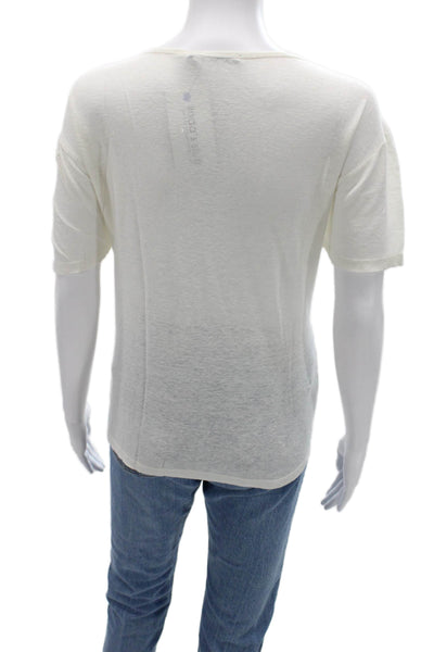 T Alexander Wang Womens Basic White Silk Short Sleeve T-Shirt Size L