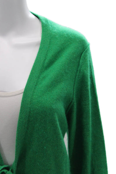 Sonia Rykiel Unisex Cardigan Green V Neck Wool Angora Long Sleeve Size 2