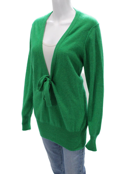 Sonia Rykiel Unisex Cardigan Green V Neck Wool Angora Long Sleeve Size 2