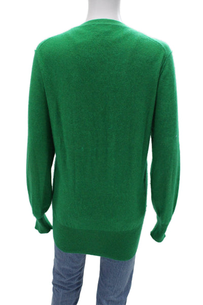 Sonia Rykiel Unisex Cardigan Green V Neck Wool Angora Long Sleeve Size 2