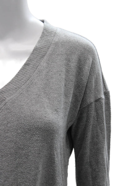 ALALA Unisex Pullover Gray V-Neck Long Sleeve Drawstring Rayon Blend Size XS