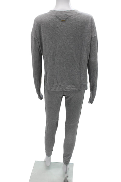 ALALA Unisex Pullover Gray V-Neck Long Sleeve Drawstring Rayon Blend Size XS