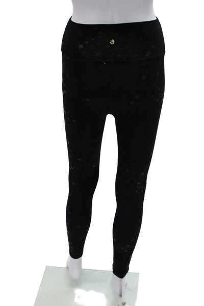 Spiritual Gangster Women Black Ankle Leggings Stars Size XS