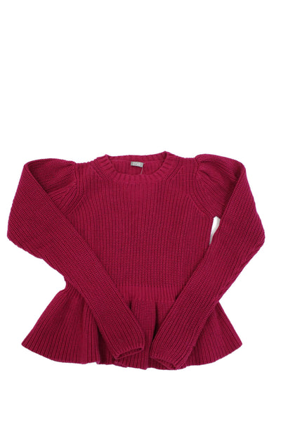 Il Gufo Girls Crewneck Long Sleeves Knit Sweater Pink Size S