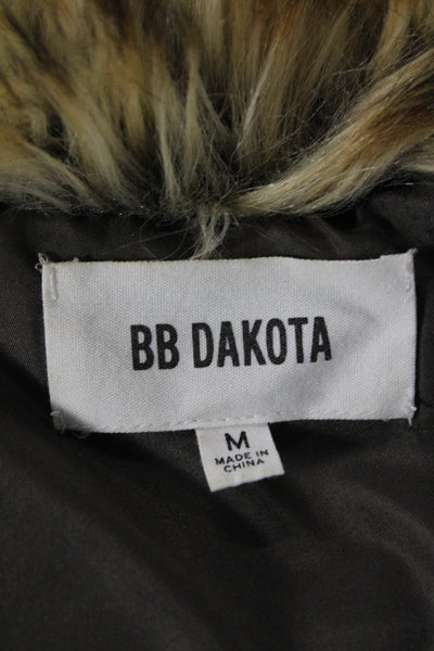 BB Dakota Womens Brown Animal Print Collared Sleeveless Vest Size M