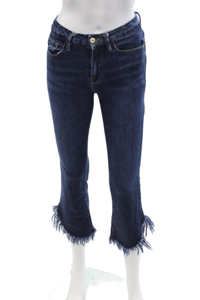 Frame Womens Cropped Flared Jeans Dark Blue Mid Rise 23in Size 25