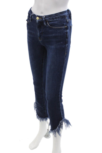 Frame Womens Cropped Flared Jeans Dark Blue Mid Rise 23in Size 25