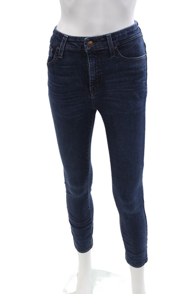 Madewell Womens Ankle Skinny Jeans Dark Blue Mid Rise Button Inseam 26 Size 25