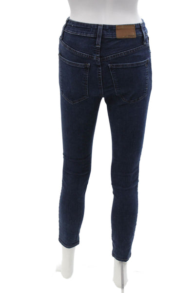 Madewell Womens Ankle Skinny Jeans Dark Blue Mid Rise Button Inseam 26 Size 25