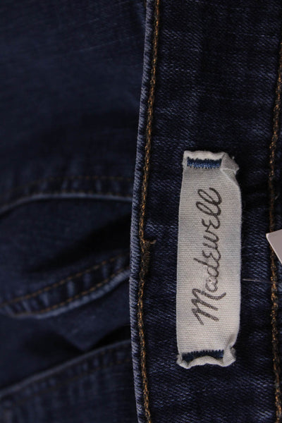 Madewell Womens Ankle Skinny Jeans Dark Blue Mid Rise Button Inseam 26 Size 25