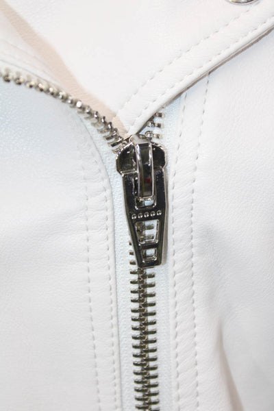 Blank NYC Womens White Biker Jacket Collared Button Longsleeve Size L