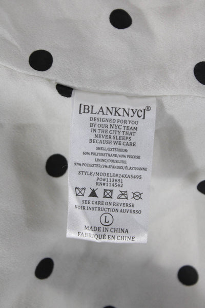 Blank NYC Womens White Biker Jacket Collared Button Longsleeve Size L