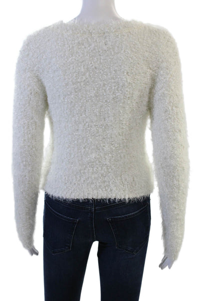 Katie J Unisex Pullover Sweater White Crew Neck Long Sleeve Size M
