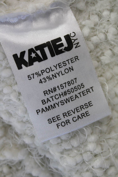 Katie J Unisex Pullover Sweater White Crew Neck Long Sleeve Size M