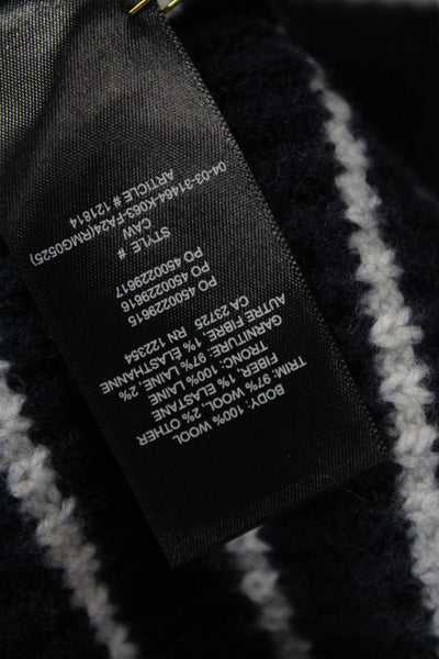 Wilfred Unisex Striped 100% Wool Pullover Sweater Dark Blue Crew Neck Size XS