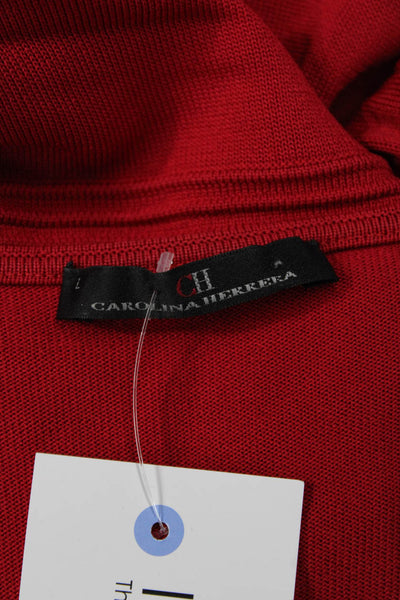 Carolina Herrera Womens Sweater Dress Red Sleeveless V-Neck Viscose Size S