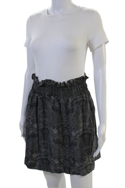 IRO Women Black Silk Geometric A-Line Mini Skirt Size 38