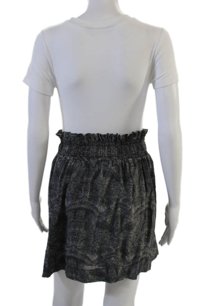 IRO Women Black Silk Geometric A-Line Mini Skirt Size 38