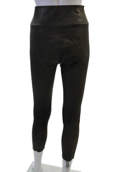 SPRWMN Womens Capri Leggings Black 100% Lamb Designer Size M