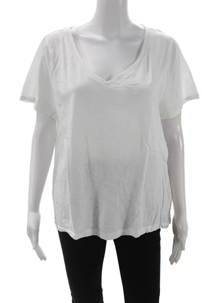 J Crew Womens Basic V-Neck Short Sleeve Cotton T-Shirt White Size 2XL