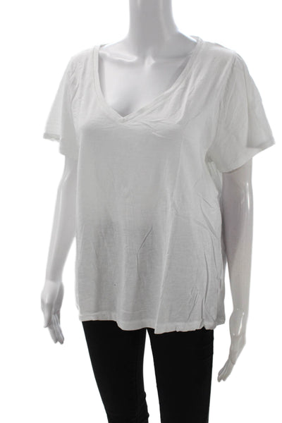 J Crew Womens Basic V-Neck Short Sleeve Cotton T-Shirt White Size 2XL