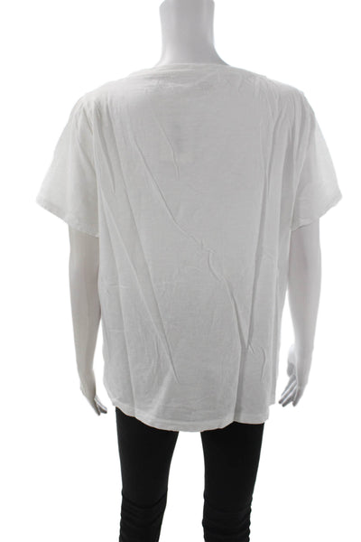 J Crew Womens Basic V-Neck Short Sleeve Cotton T-Shirt White Size 2XL