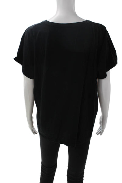 J Crew Women Black V-Neck Basic T-Shirt Short Sleeve Supima Cotton Size 2XL