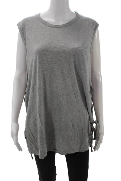 Helmut Lang Women Gray Sleeveless Jersey Tank Crew Neck Cotton Cashmere Size L