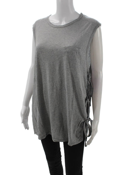 Helmut Lang Women Gray Sleeveless Jersey Tank Crew Neck Cotton Cashmere Size L