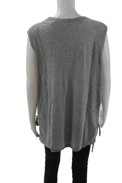 Helmut Lang Women Gray Sleeveless Jersey Tank Crew Neck Cotton Cashmere Size L