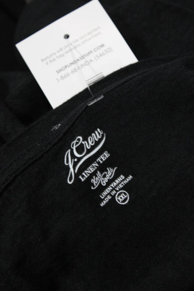 J Crew Womens Basic Black Linen V-Neck Short Sleeve T-Shirt Size 2XL