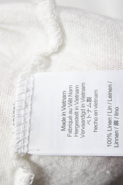 J Crew Women White Linen V-Neck Basic T-Shirt Short Sleeve Size 2XL