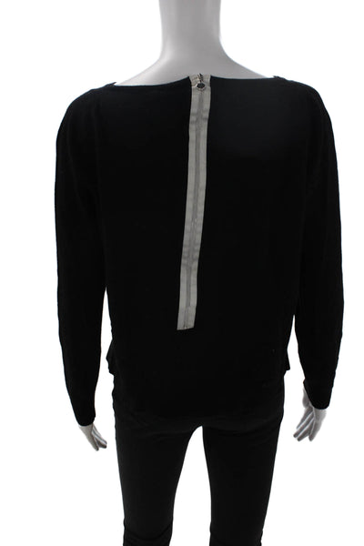 Akris Punto Unisex Black Wool Pullover Sweater Round Neck Long Sleeve Size 16