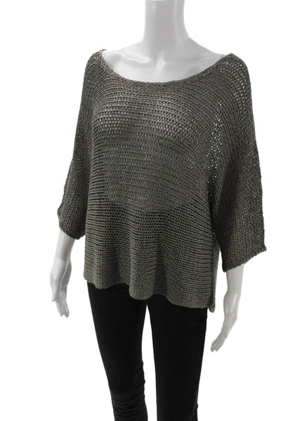 Vince Unisex Pullover Sweater Dark Gray Rayon 3/4 Sleeve Round Neck Size L