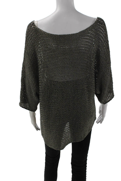 Vince Unisex Pullover Sweater Dark Gray Rayon 3/4 Sleeve Round Neck Size L