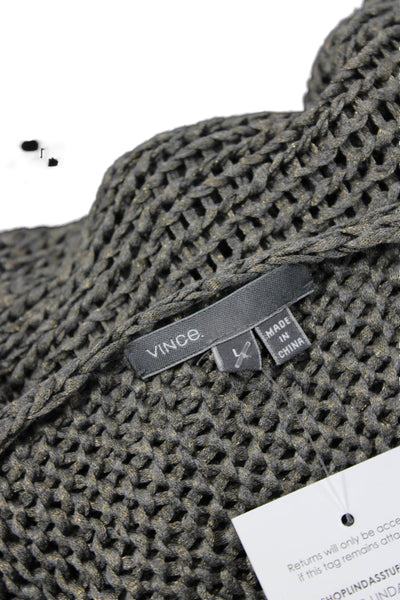 Vince Unisex Pullover Sweater Dark Gray Rayon 3/4 Sleeve Round Neck Size L